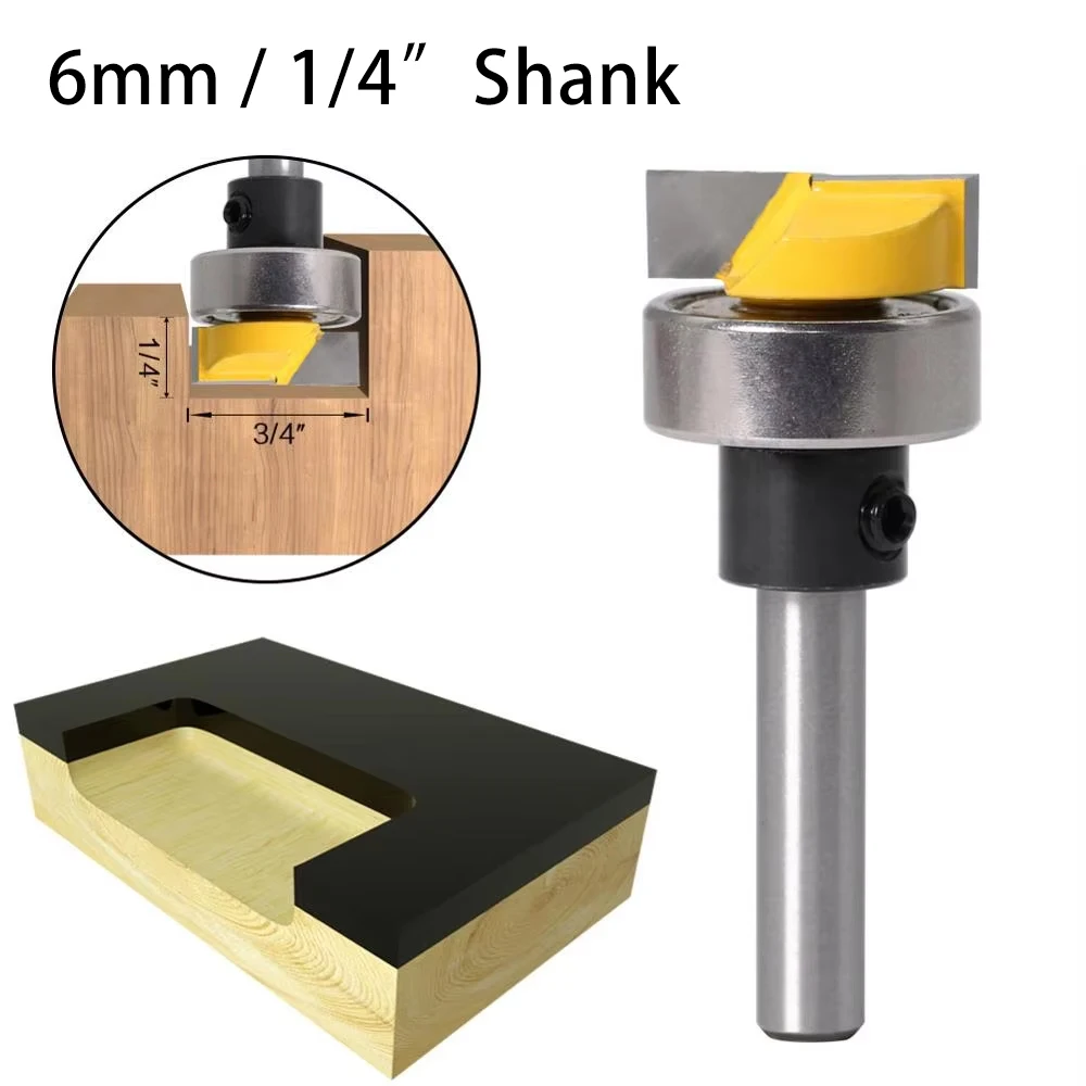 6mm 1/4" Shank Bearing Flush Bottom Cleaning Wood Router Bit Wood Grooving Base Milling Copy Shaping Trimmer Milling Cutter
6mm 1/4" Shank Bearing Flush Bottom Cleaning Wood Router Bit Wood Grooving Base Milling Copy Shaping Trimmer Milling Cutter
