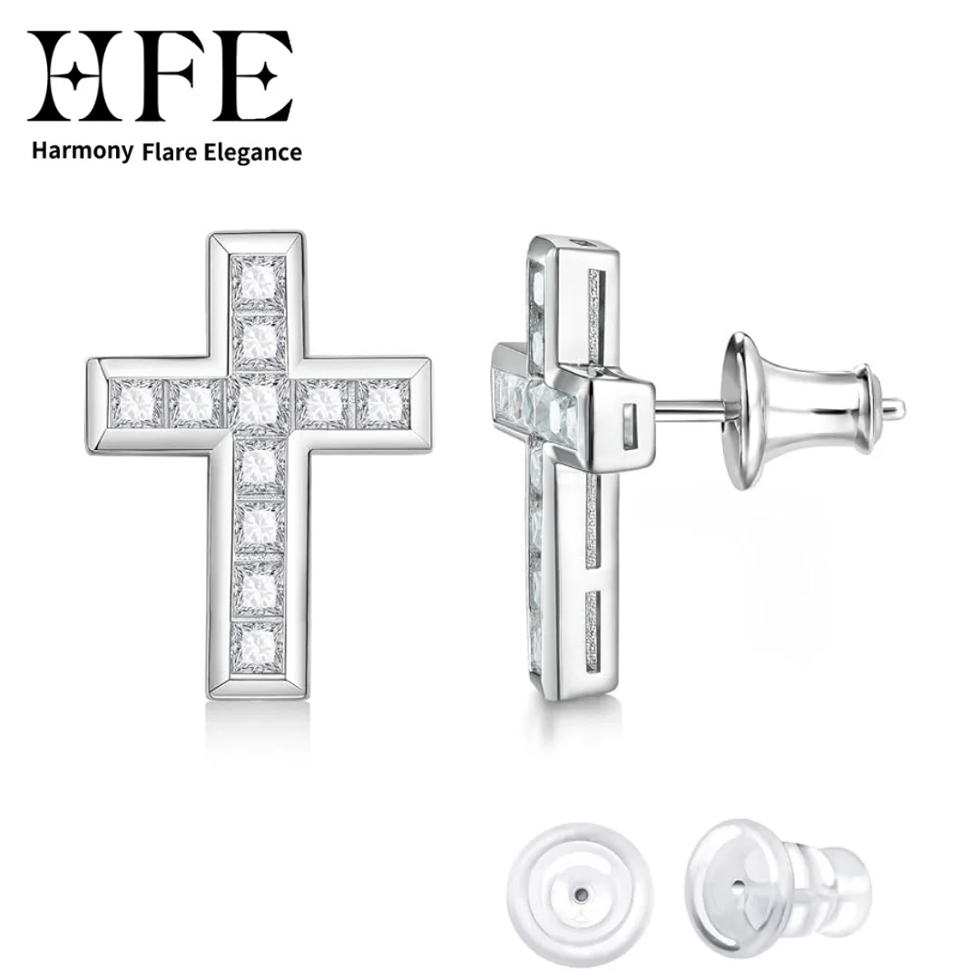 HFE Moissanite Cross Earrings Genuine 925 Sterling Silver Comfortable Lightweight Hypoallergenic Unisex Earrings Daily Wear
HFE Moissanite Cross Earrings Genuine 925 Sterling Silver Comfortable Lightweight Hypoallergenic Unisex Earrings Daily Wear