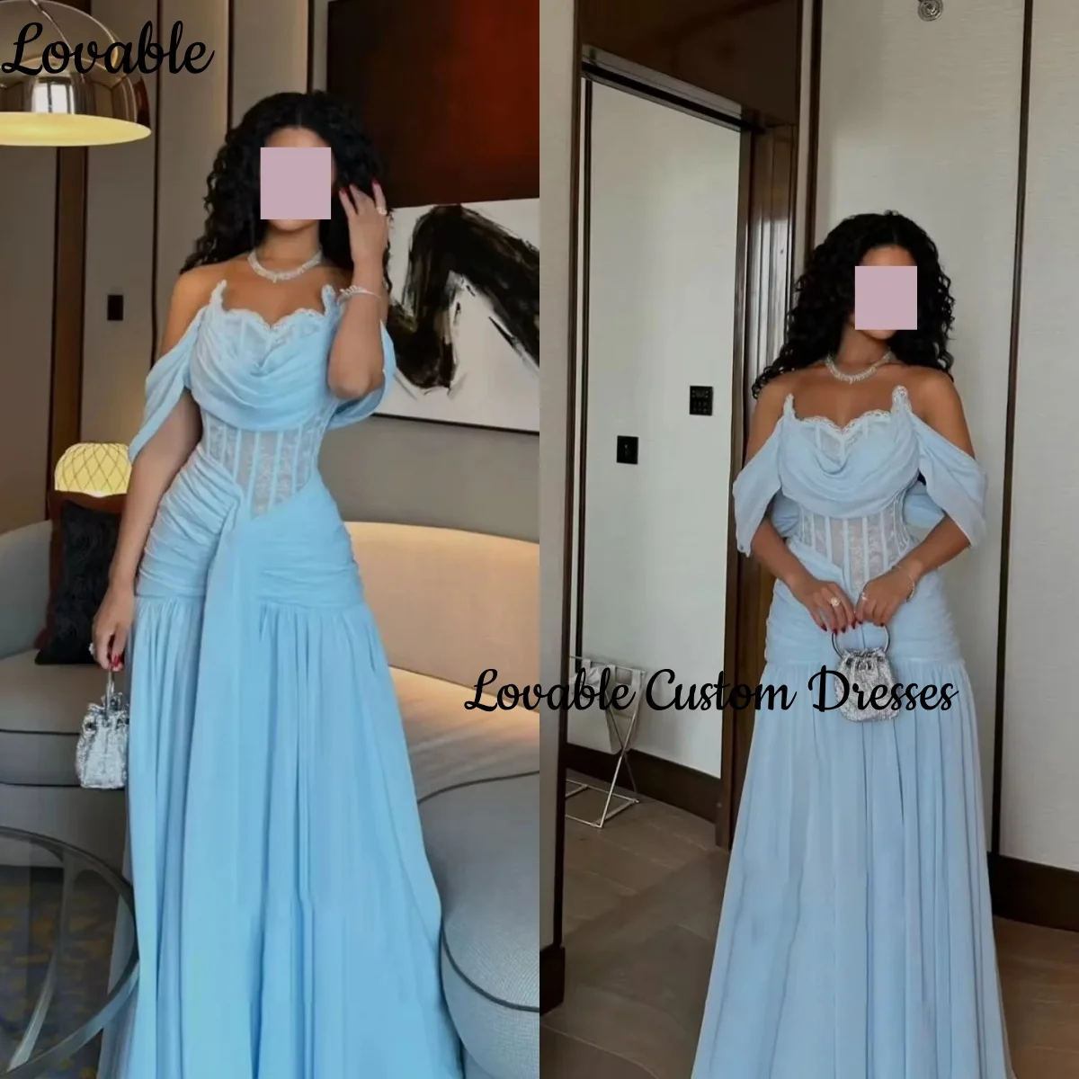 Evening Dresses Customize A-Line Off-The-Shoulder Floor-Length Dress Women Elegant Luxury Ruffle Zipper Up فستان حفلات الزفاف
Evening Dresses Customize A-Line Off-The-Shoulder Floor-Length Dress Women Elegant Luxury Ruffle Zipper Up فستان حفلات الزفاف
