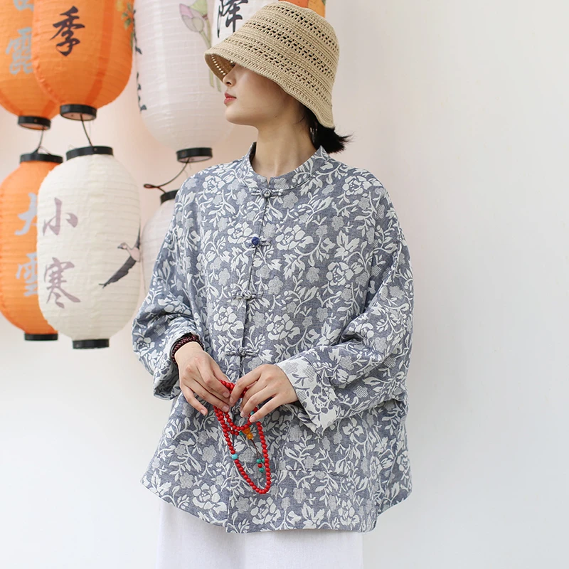 Women Cotton Linen Casual Coats New 2025 Spring Vintage Style Stand Collar Floral Print Loose Female Long Sleeve Jackets M1198
Women Cotton Linen Casual Coats New 2025 Spring Vintage Style Stand Collar Floral Print Loose Female Long Sleeve Jackets M1198