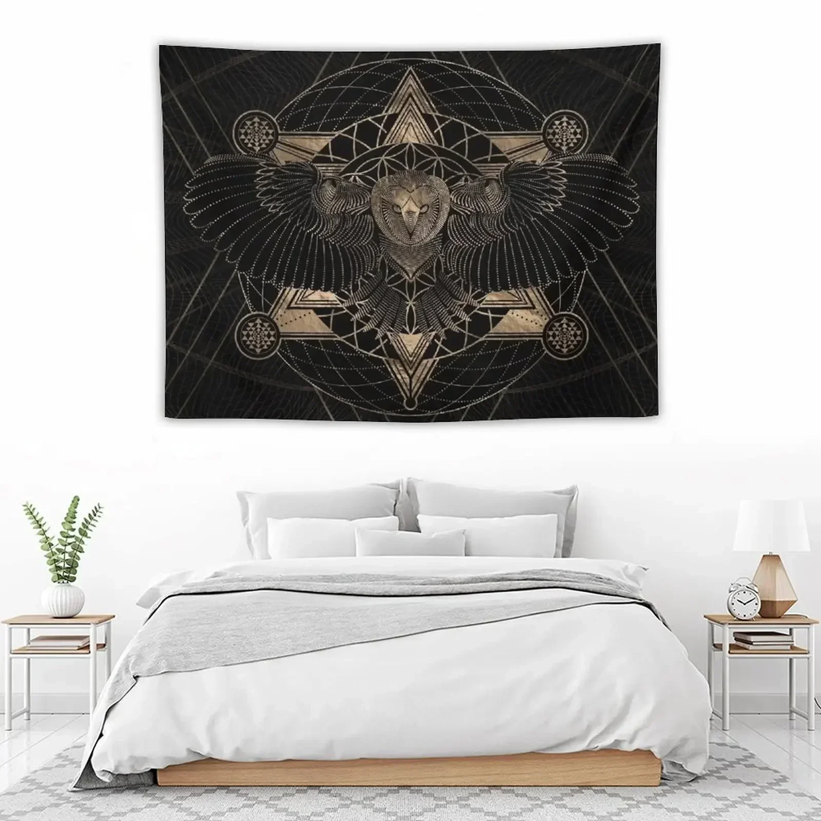 Owl in Sacred Geometry Composition - Black and Gold Tapestry Room Decor Cute Decorative Paintings Bedrooms Decorations Tapestry
Owl in Sacred Geometry Composition - Black and Gold Tapestry Room Decor Cute Decorative Paintings Bedrooms Decorations Tapestry