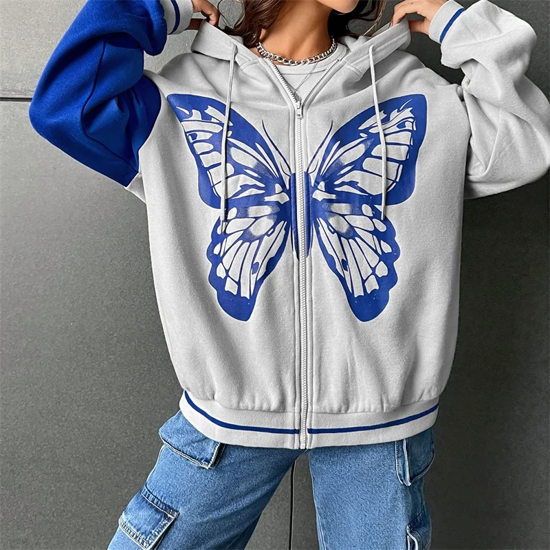 Gothic Graphic Women Hoodies Butterfly Print Zipper Hooded Streetwear Sweatshirts Casual Women Harajuku Y2K Jackets
Gothic Graphic Women Hoodies Butterfly Print Zipper Hooded Streetwear Sweatshirts Casual Women Harajuku Y2K Jackets