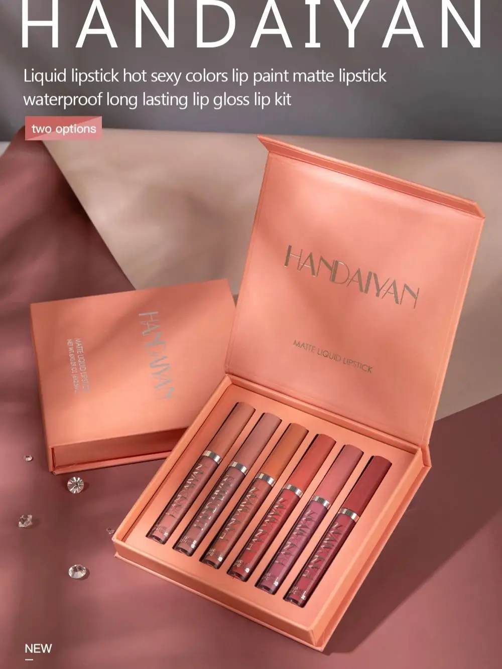 HANDAIYAN Set of 6 NonStick Cup Liquid lipstick , Long-Lasting Lip Gloss Gift Box – Matte Finish Lip Gloss, Resistant to Fading