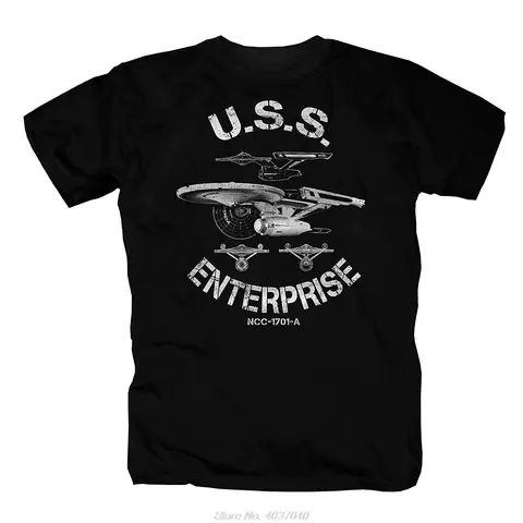 Camiseta para hombre Uss Enterprise Voyager Spock Raumschiff Sci Fi Retro Planet camisetas harajuku