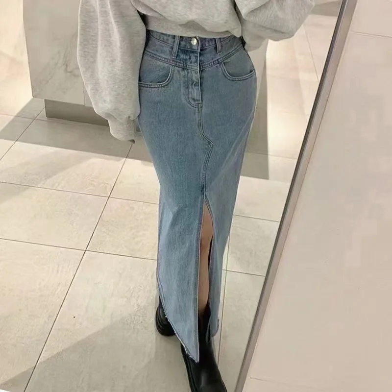 Джинсовая мини-юбка с высокой талией и разрезом, женская юбка А-силуэта, облегающая юбка, летняя новинка, модная, из смесового хлопка
Джинсовая мини-юбка с высокой талией и разрезом, женская юбка А-силуэта, облегающая юбка, летняя новинка, модная, из смесового хлопка