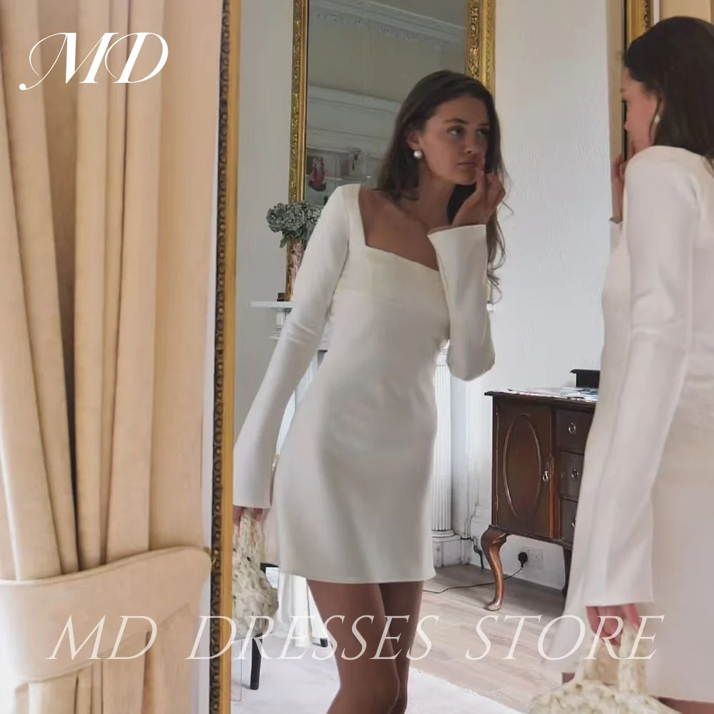 MD 2025 Simple White Short A-line Cocktail Party Dresses Full Sleeves Square Collar Above Knee Formal Event Gowns Customised
MD 2025 Simple White Short A-line Cocktail Party Dresses Full Sleeves Square Collar Above Knee Formal Event Gowns Customised