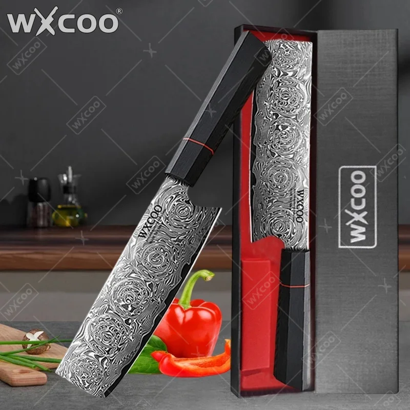 WXCOO 8inch Damascus Kitchen Knives 67 Layer Kiritsuke Knife Fish Fillet Boning Meat Cleaver Slicing VG10 Fruit Santoku Knife
WXCOO 8inch Damascus Kitchen Knives 67 Layer Kiritsuke Knife Fish Fillet Boning Meat Cleaver Slicing VG10 Fruit Santoku Knife