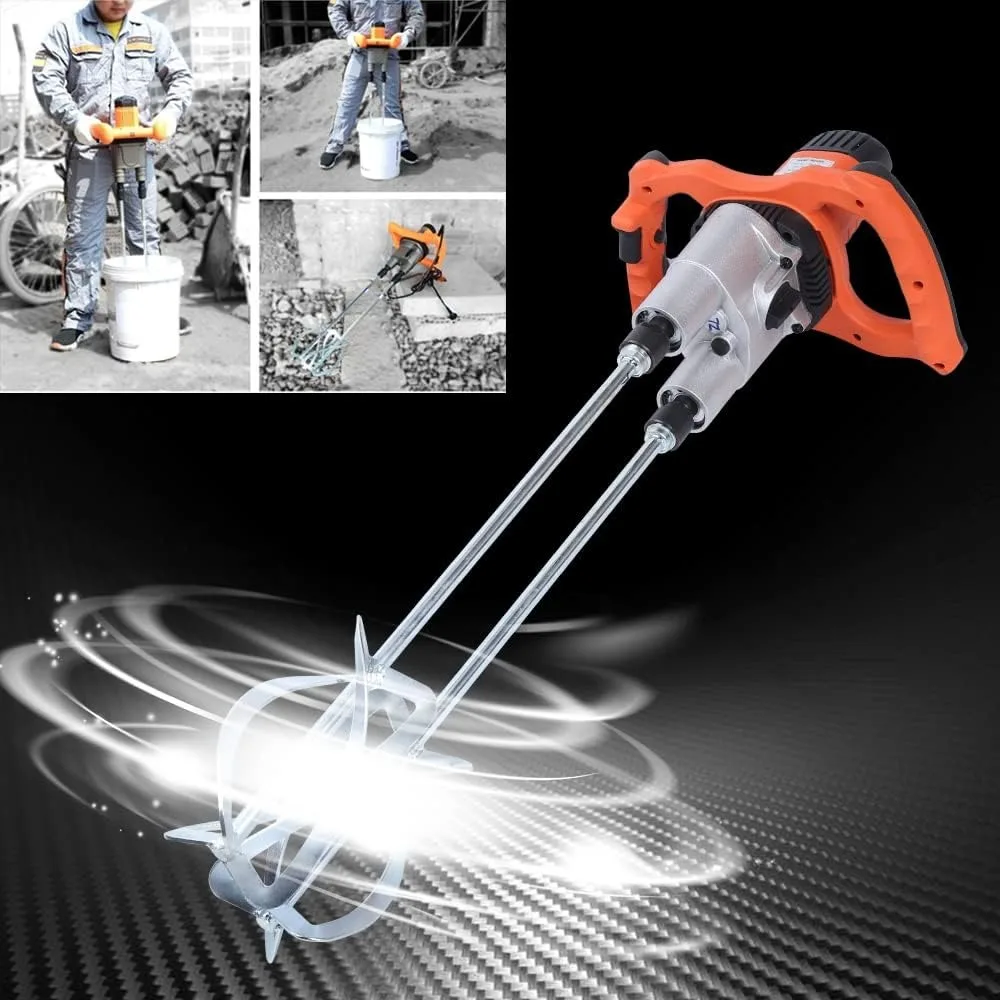 Электрический смеситель для раствора, двойной лопастной смеситель для раствора, двойной миксер 1800 Вт, инструмент для перемешивания штукатурки, краски, цементной затирки 
Электрический смеситель для раствора, двойной лопастной смеситель для раствора, двойной миксер 1800 Вт, инструмент для перемешивания штукатурки, краски, цементной затирки