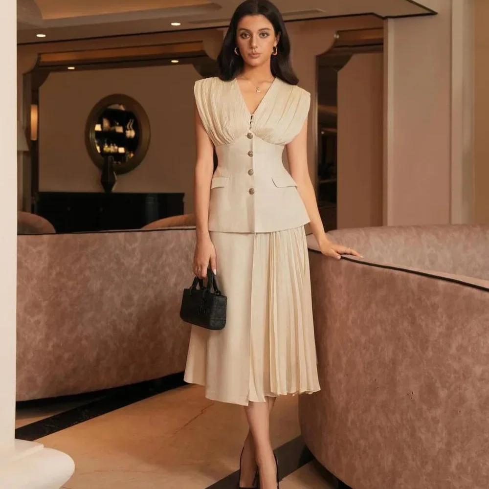Customized Prom Dresses Jersey Pleat Button A-line V-neck Midi Dress Evening Gown High Quality Classic Party Gowns for Women
Customized Prom Dresses Jersey Pleat Button A-line V-neck Midi Dress Evening Gown High Quality Classic Party Gowns for Women