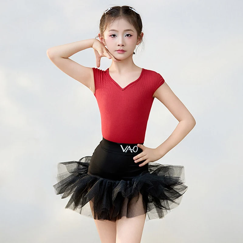 Latin Dance Clothes Children Short Sleeve Red Dance Leotard Black Mesh Skirt Girl Latin Performance Wear Practice Set AMY3718
Latin Dance Clothes Children Short Sleeve Red Dance Leotard Black Mesh Skirt Girl Latin Performance Wear Practice Set AMY3718