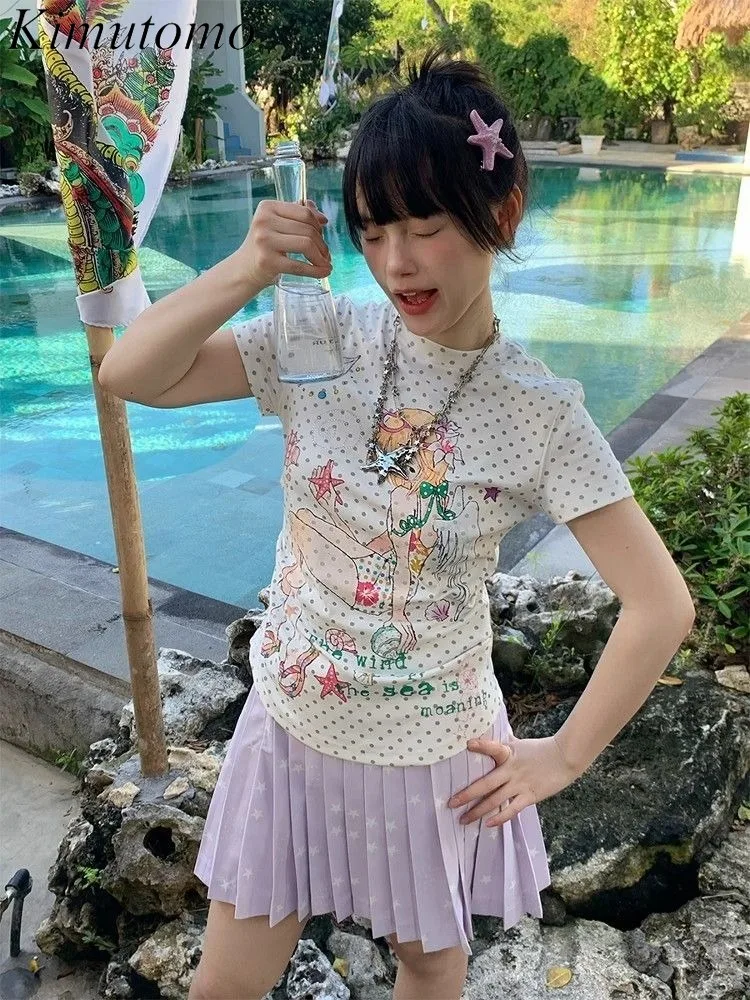 Kimutomo T Shirts Women Polka Dot Short Sleeve Slim Bow Sweet Y2k Aesthetic Summer Fashion Cartoon Harajuku Tops Casual
Kimutomo T Shirts Women Polka Dot Short Sleeve Slim Bow Sweet Y2k Aesthetic Summer Fashion Cartoon Harajuku Tops Casual