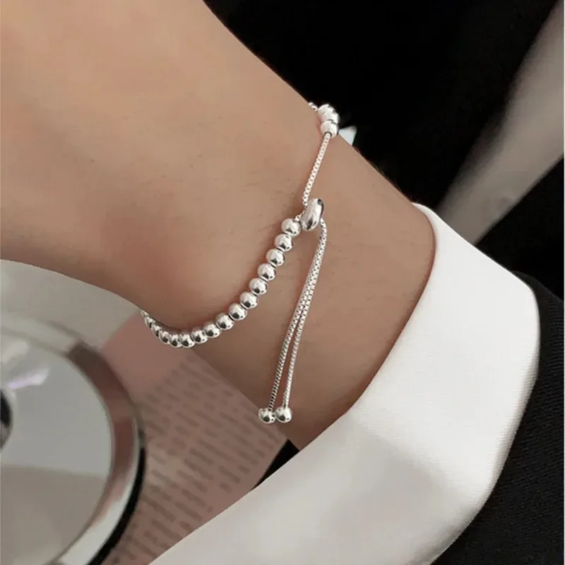 100% Solid 925 Sterling Silver Metal Bracelets for Women Men Adjustable Beads Handmade Simple Birthday Christmas Gift
100% Solid 925 Sterling Silver Metal Bracelets for Women Men Adjustable Beads Handmade Simple Birthday Christmas Gift