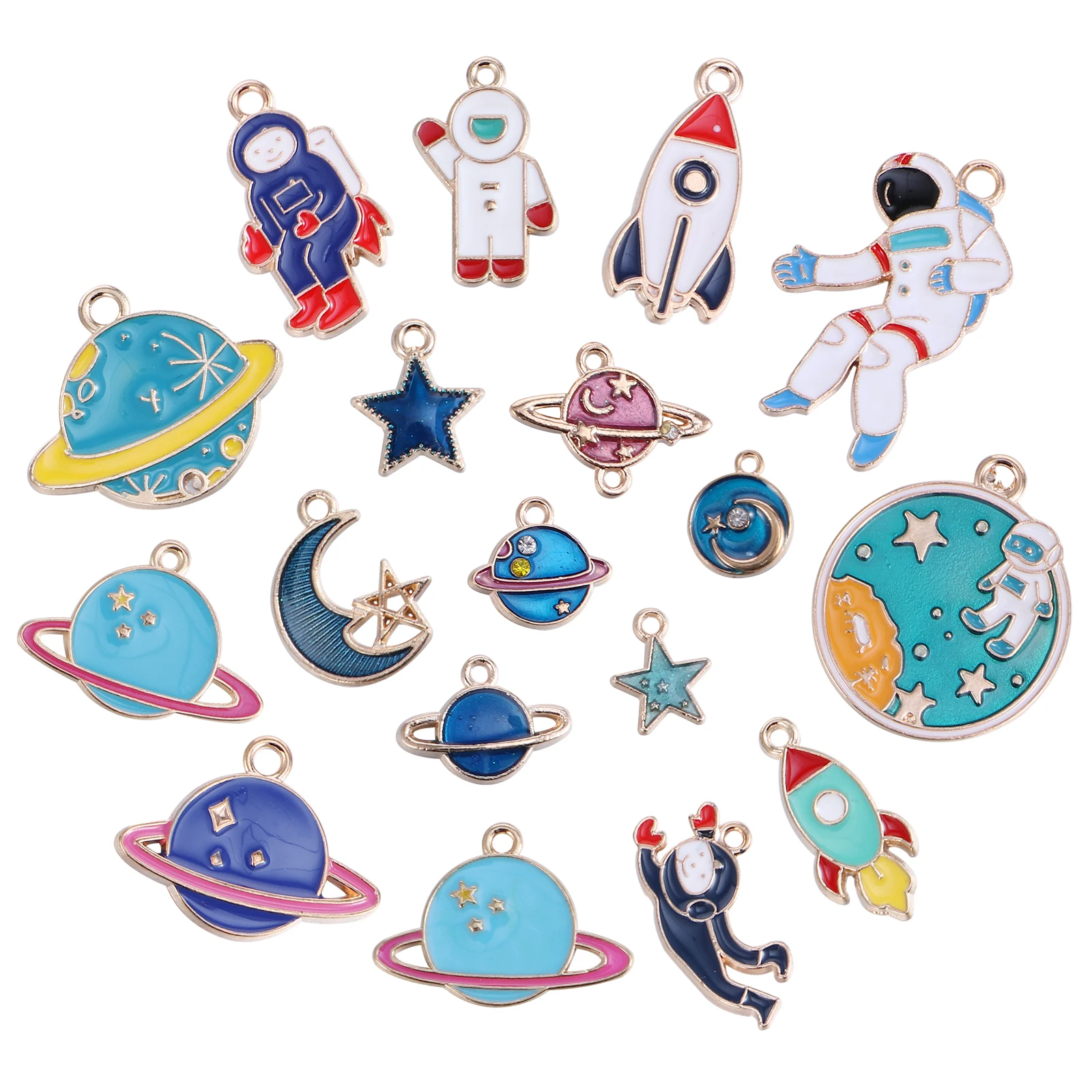 18pcs Zinc Alloy Space Theme Charms Pendants Astronaut Accessories for Necklace DIY Jewelry Making Celestial Shapes Gifts
18pcs Zinc Alloy Space Theme Charms Pendants Astronaut Accessories for Necklace DIY Jewelry Making Celestial Shapes Gifts