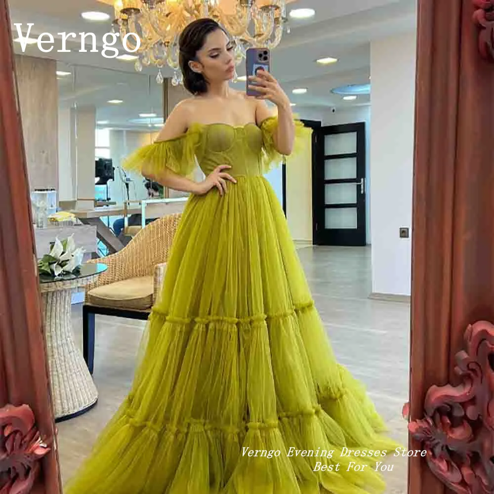 Verngo Green Tulle Evening Dresses For Women Simple Off The Shoulder Party Dress A Line Prom Gowns Formal Occasion Dress
Verngo Green Tulle Evening Dresses For Women Simple Off The Shoulder Party Dress A Line Prom Gowns Formal Occasion Dress