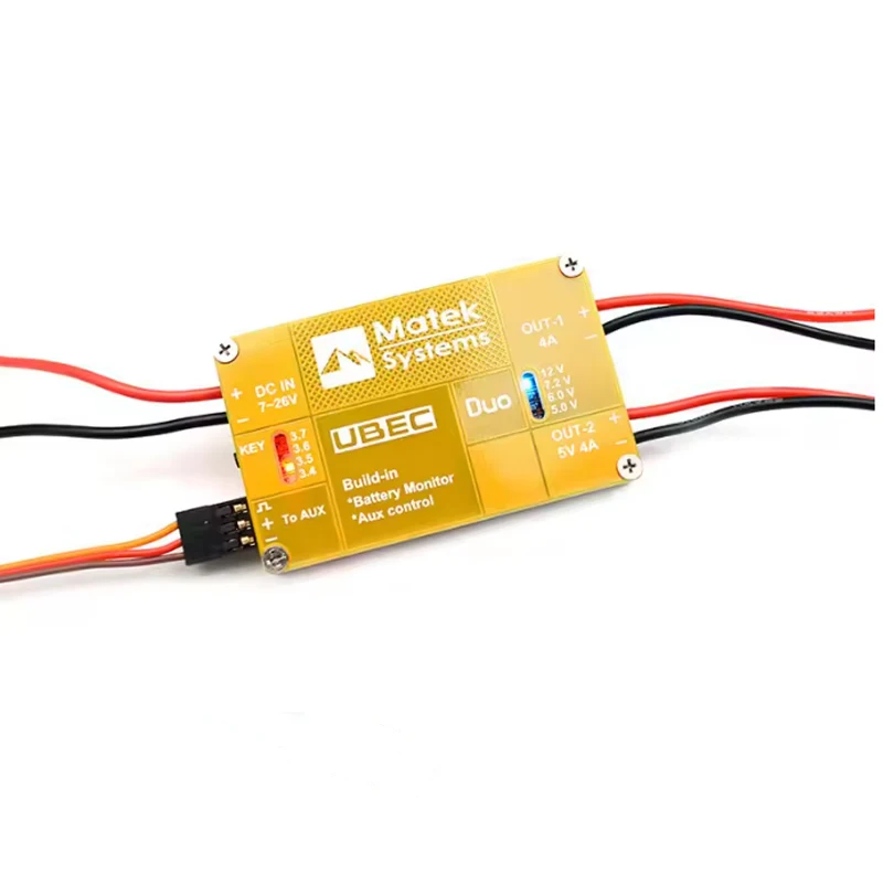Matek System UBEC DUO 4A 5V~12V & 4A 5V For RC Quadcopter RC Airplane RC Multicopter UBEC Power Model 
Matek System UBEC DUO 4A 5V~12V & 4A 5V For RC Quadcopter RC Airplane RC Multicopter UBEC Power Model