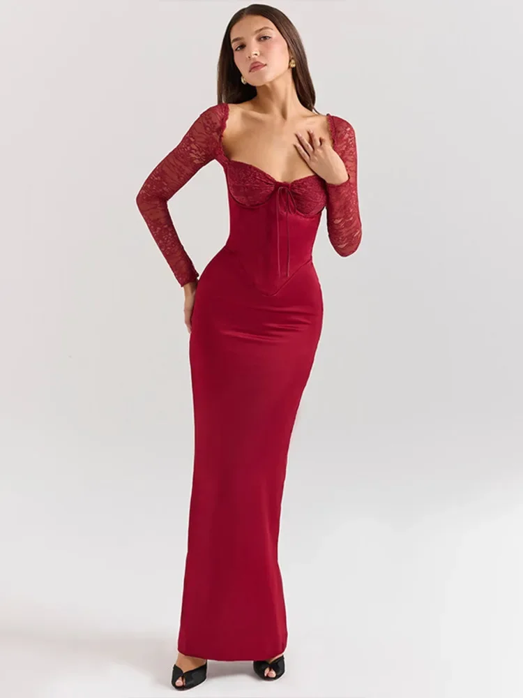 Lace Long Sleeve Sexy Maxi Dress for Women Gown Fashion Square Collar Backless High Waist Bodycon Party Long Dress
Lace Long Sleeve Sexy Maxi Dress for Women Gown Fashion Square Collar Backless High Waist Bodycon Party Long Dress
