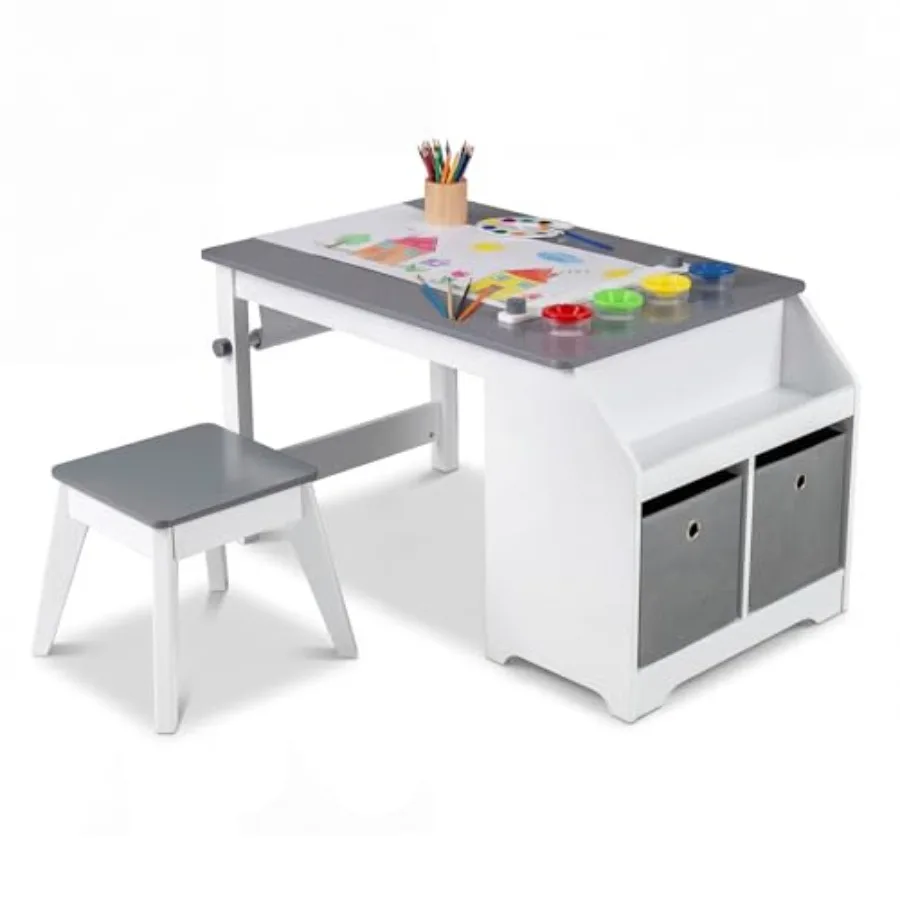 Art Table and Chair Set Wooden Arts Crafts Activity Set w/Paper Roll Storage Shelf Bins for Writing Drawing Dining Learning Fur
Art Table and Chair Set Wooden Arts Crafts Activity Set w/Paper Roll Storage Shelf Bins for Writing Drawing Dining Learning Fur