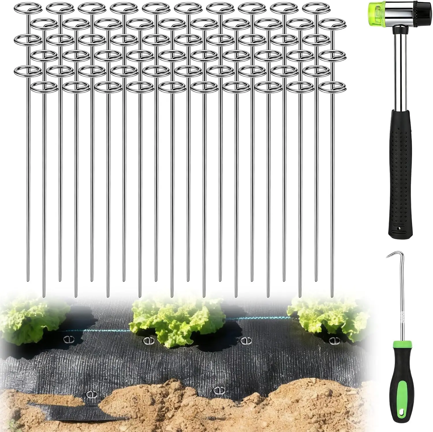 Комплект из 60 колышков для фиксации садовых растений с крючками и молотком, 12 дюймов, оцинкованные, устойчивые к ржавчине, 9 калибр, для защиты от сорняков
Комплект из 60 колышков для фиксации садовых растений с крючками и молотком, 12 дюймов, оцинкованные, устойчивые к ржавчине, 9 калибр, для защиты от сорняков