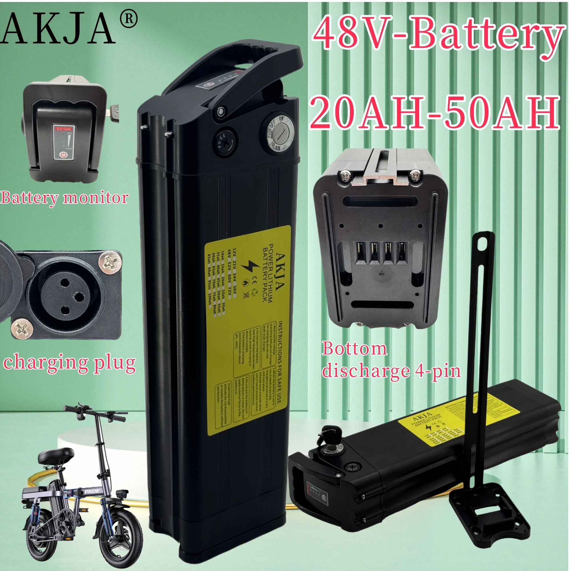 Air transportation, 48V 50AH18650 lithium battery, mountain bike, suitable for Silverfish motors below 500W-2000W
Air transportation, 48V 50AH18650 lithium battery, mountain bike, suitable for Silverfish motors below 500W-2000W