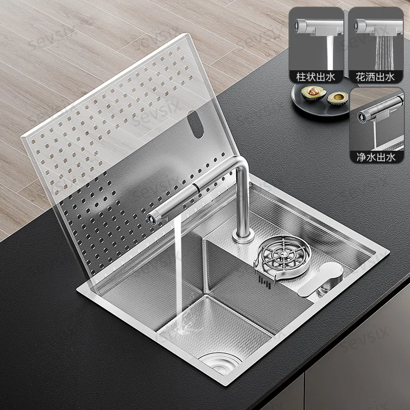 Stainless Steel Kitchen Sink with Pull-Out Faucet & Drainer Board, Modern Design for Easy Cleaning & Food Prep
Stainless Steel Kitchen Sink with Pull-Out Faucet & Drainer Board, Modern Design for Easy Cleaning & Food Prep