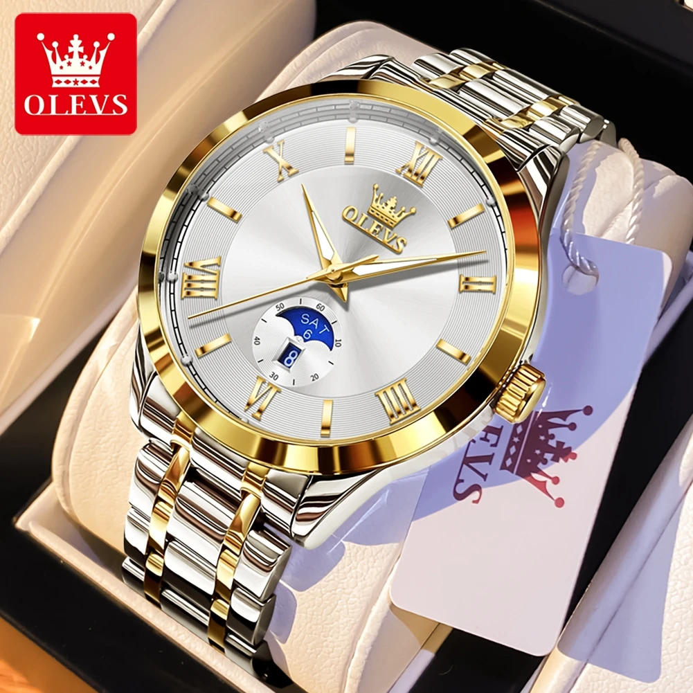 OLEVS 3638 Мужские часы Роскошные повседневные Модные кварцевые часы, водонепроницаемые светящиеся спортивные часы с датой недели и луной для мужчин, Reloj
OLEVS 3638 Мужские часы Роскошные повседневные Модные кварцевые часы, водонепроницаемые светящиеся спортивные часы с датой недели и луной для мужчин, Reloj