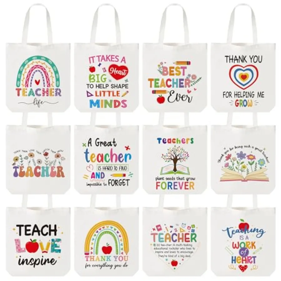 Teacher Appreciation Gift Canvas Tote Bags - Birthday Party Gifts for Teacher, End of Year Teacher Party Favors
Teacher Appreciation Gift Canvas Tote Bags - Birthday Party Gifts for Teacher, End of Year Teacher Party Favors