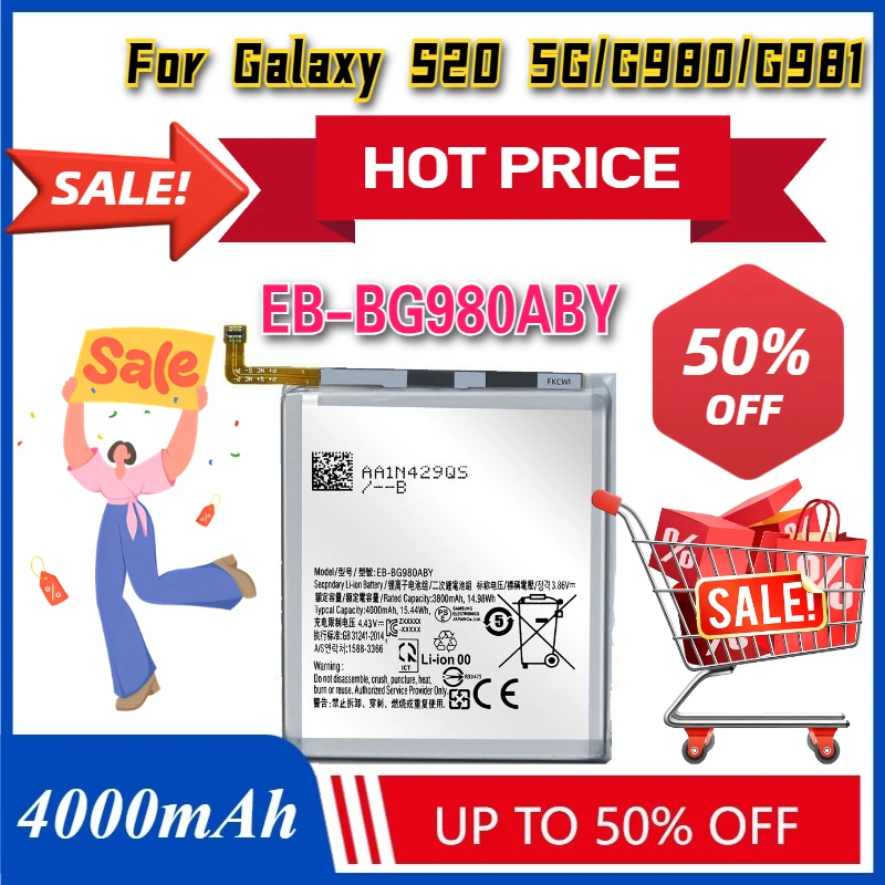 4000mAh EB-BN980ABY Mobile Phone Batteries For Samsung Galaxy S20 5G/G980/G981 Li-ion Battery
4000mAh EB-BN980ABY Mobile Phone Batteries For Samsung Galaxy S20 5G/G980/G981 Li-ion Battery