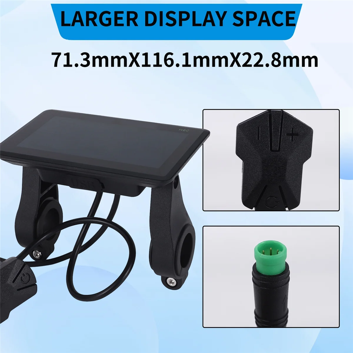 YCHL H6C Electric Bike LCD Display Meter 24V-60V E Scooter LCD Panel Color Screen with USB UART for Electric Bike(5PIN)
YCHL H6C Electric Bike LCD Display Meter 24V-60V E Scooter LCD Panel Color Screen with USB UART for Electric Bike(5PIN)