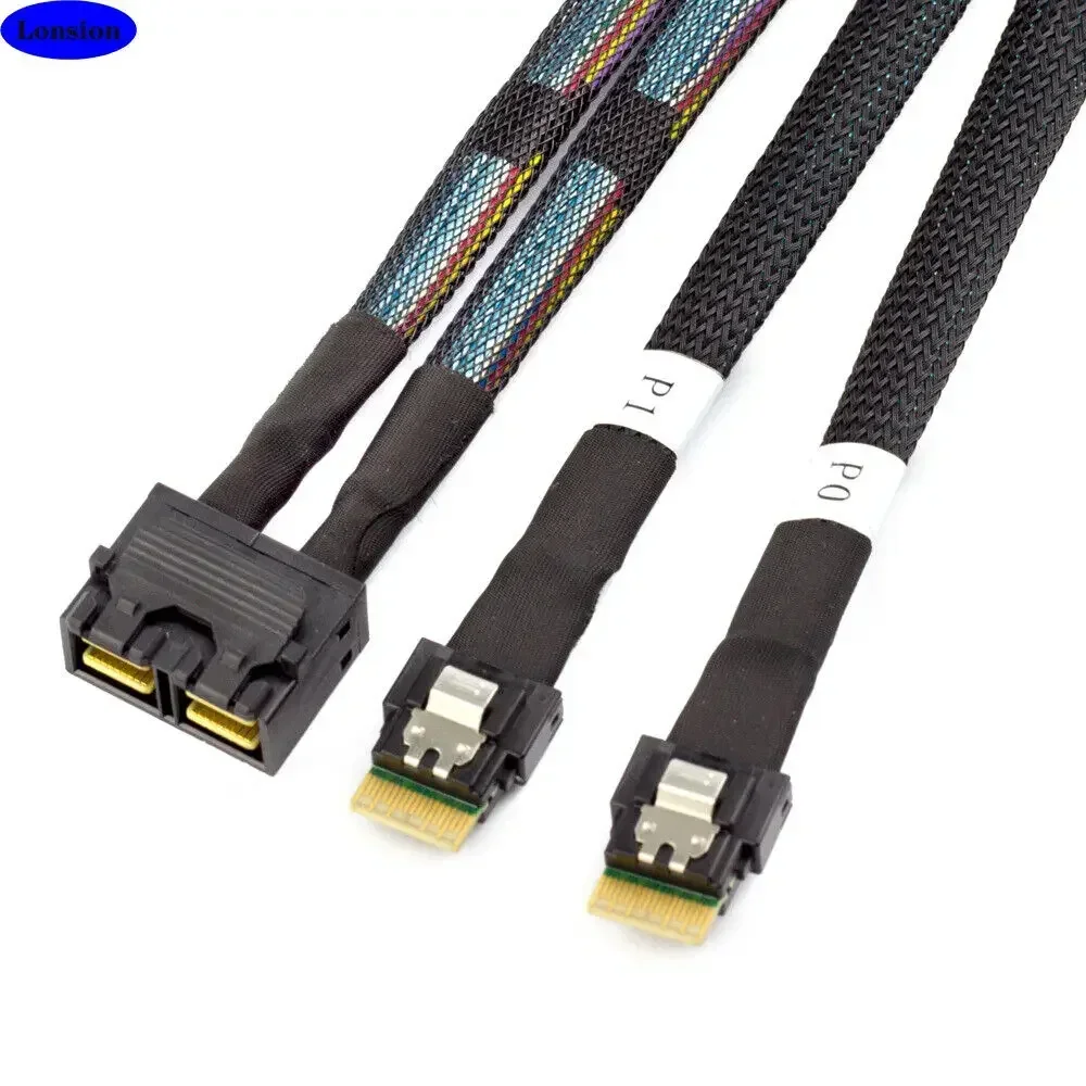 Тонкий кабель-адаптер Mini SAS SFF-8643 от 8I до 2 портов SAS SFF-8654 4I
Тонкий кабель-адаптер Mini SAS SFF-8643 от 8I до 2 портов SAS SFF-8654 4I
