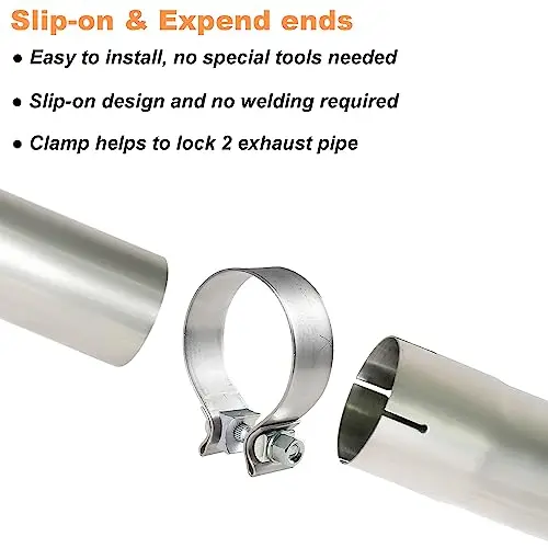 2-Pack 58cm Stainless Steel 2.5 Inch OD Straight Mandrel Exhaust Extension Tubes With Clamp, 1.25mm Wall Thickness, Universal
2-Pack 58cm Stainless Steel 2.5 Inch OD Straight Mandrel Exhaust Extension Tubes With Clamp, 1.25mm Wall Thickness, Universal