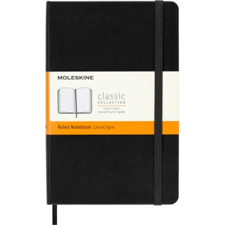 Classic Notebook, Hard Cover, Medium 4.5" x 7" Ruled/Lined, Black, 208 Pages
Classic Notebook, Hard Cover, Medium 4.5" x 7" Ruled/Lined, Black, 208 Pages