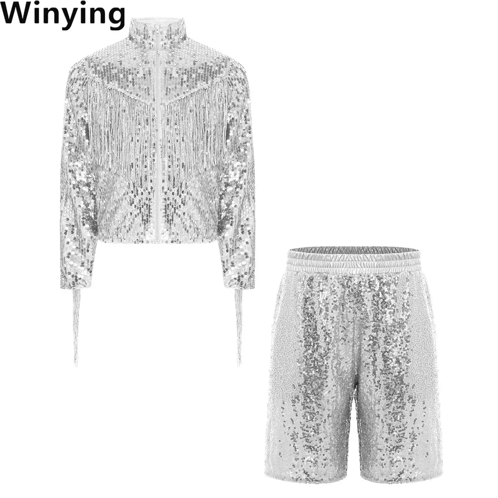Kid Boys 70s Disco Stage Performance Costume Glittery Sequin Jazz Tango Dance Outfit Long Sleeve Zipper Tassel Jacket And Shorts
Kid Boys 70s Disco Stage Performance Costume Glittery Sequin Jazz Tango Dance Outfit Long Sleeve Zipper Tassel Jacket And Shorts