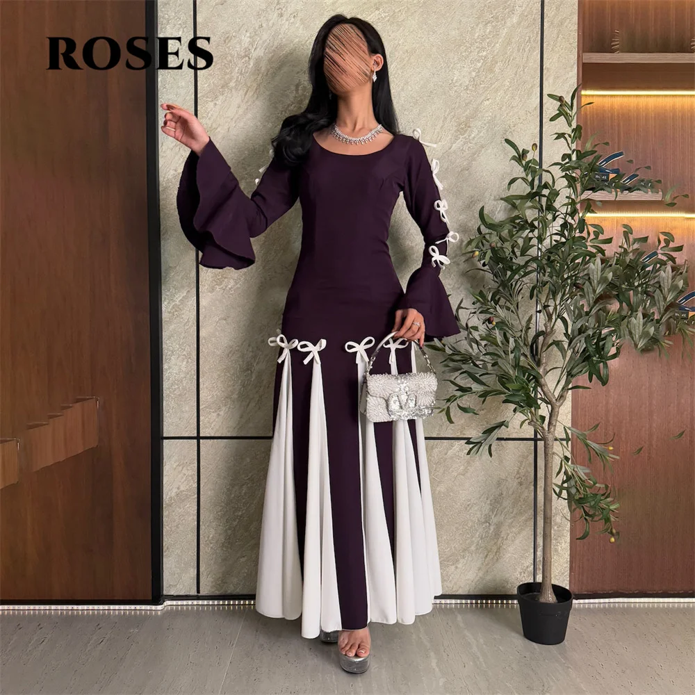 ROSES Purple Full Sleeves Elegant Prom Dresses Beautiful Mermaid Formal Gown with Pleats Evening Dress Saudi Arabia Customized 
ROSES Purple Full Sleeves Elegant Prom Dresses Beautiful Mermaid Formal Gown with Pleats Evening Dress Saudi Arabia Customized