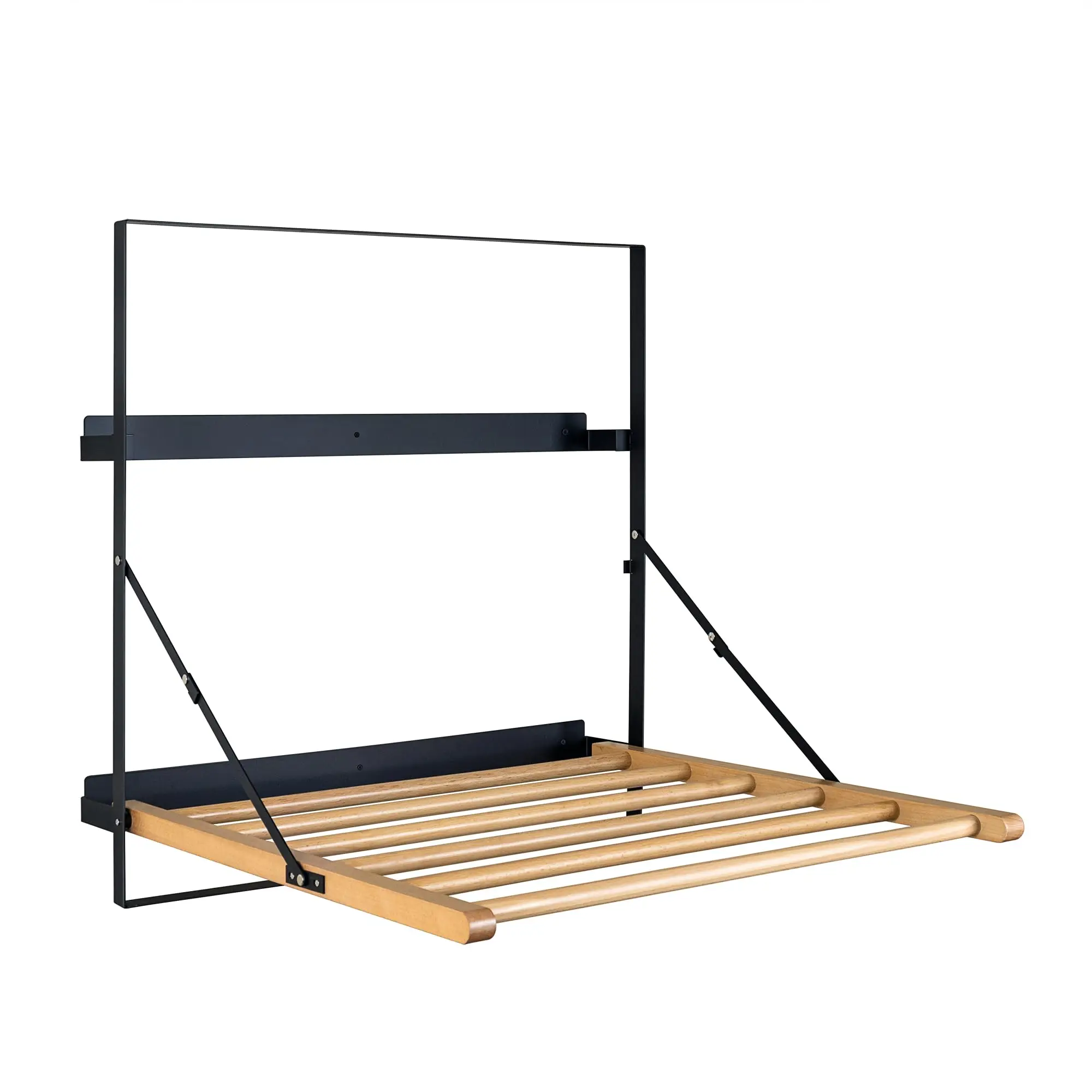 Wall Mounted Collapsible Clothes Drying Rack Wooden Slats Metal Frame
Wall Mounted Collapsible Clothes Drying Rack Wooden Slats Metal Frame