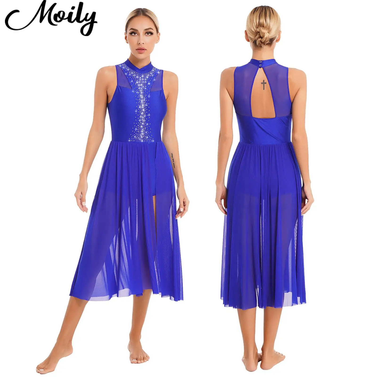 Women Latin Dance Performance Costumes Sparkly Rhinestone Sleeveless Dancing Dress Mock Neck Side Split Dresses Ballet Dancewear
Women Latin Dance Performance Costumes Sparkly Rhinestone Sleeveless Dancing Dress Mock Neck Side Split Dresses Ballet Dancewear