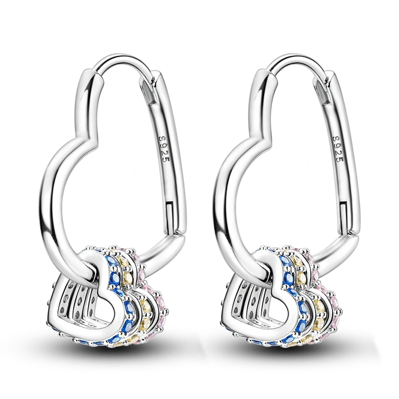 925 Sterling Silver Hoop Earrings Sparkling Heart Shaped Colored Zirconium Three Ring Earrings For Women Party Jewelry Gifts
925 Sterling Silver Hoop Earrings Sparkling Heart Shaped Colored Zirconium Three Ring Earrings For Women Party Jewelry Gifts