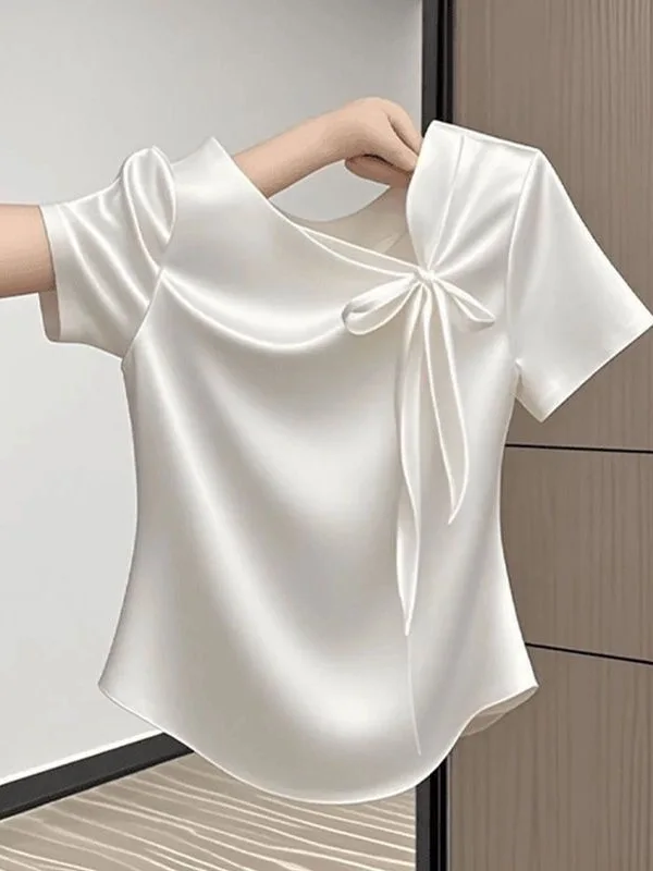 New Chinese Style Short Sleeve Women's Top Knot Slimming Versatile Ladies T-Shirt Commute Style Polyester Fiber
New Chinese Style Short Sleeve Women's Top Knot Slimming Versatile Ladies T-Shirt Commute Style Polyester Fiber