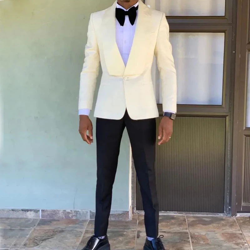 Cream Men Suits 2 Pieces One Button Blazer Sets Wedding Groom Tuxedos Suit terno masculinos completo Jacket+Pants
Cream Men Suits 2 Pieces One Button Blazer Sets Wedding Groom Tuxedos Suit terno masculinos completo Jacket+Pants