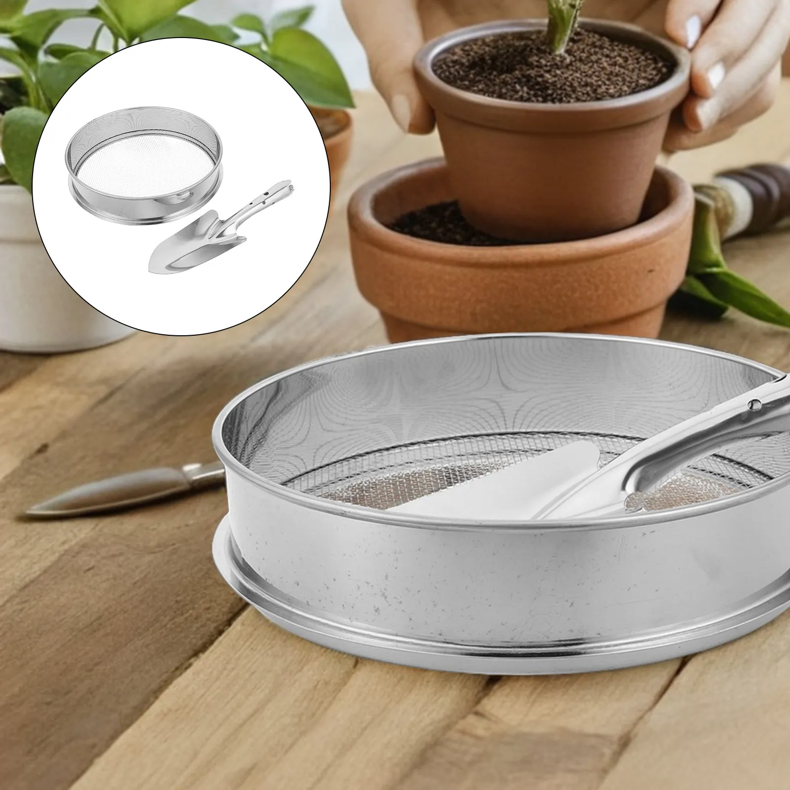 1Set Stainless Steel Garden Sieve Soil Sifter Pan for Potting Compost Sand Gravel - Large Mesh Efficient Sifting Tool 25Cm
1Set Stainless Steel Garden Sieve Soil Sifter Pan for Potting Compost Sand Gravel - Large Mesh Efficient Sifting Tool 25Cm