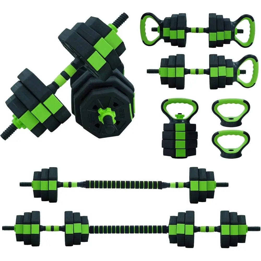 Versatile Dumbbell Set: 30-88 Lbs, 4-in-1 Design, Bar, Kettlebells, Push-Up Stand, Green & Black
Versatile Dumbbell Set: 30-88 Lbs, 4-in-1 Design, Bar, Kettlebells, Push-Up Stand, Green & Black