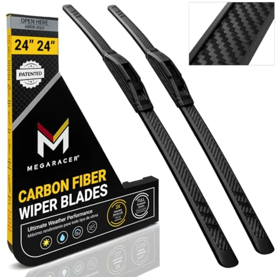 Premium Silicone Carbon Fiber Windshield Wiper Blades 24" and 24" - Patented All-Season, Quiet and Smooth Streak-Free Clean Wip
Premium Silicone Carbon Fiber Windshield Wiper Blades 24" and 24" - Patented All-Season, Quiet and Smooth Streak-Free Clean Wip