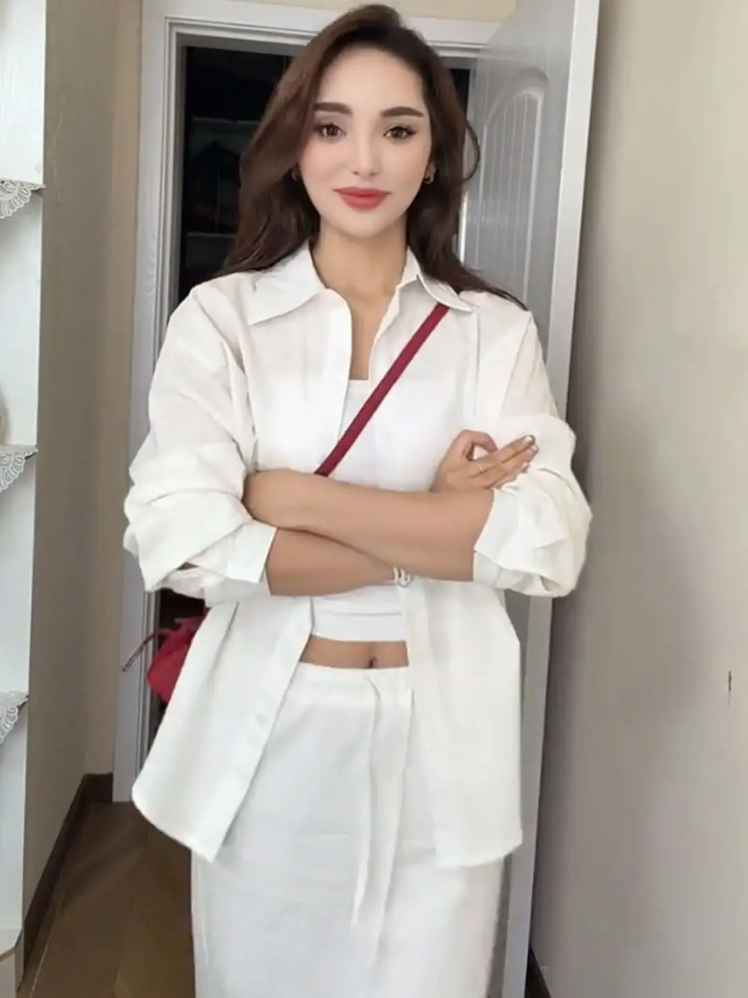 Fashionable White Long Sleeve Shirt And High Waist Skirt Set Women's Spring New Style Casual Breathable Polyester Clothing
Fashionable White Long Sleeve Shirt And High Waist Skirt Set Women's Spring New Style Casual Breathable Polyester Clothing