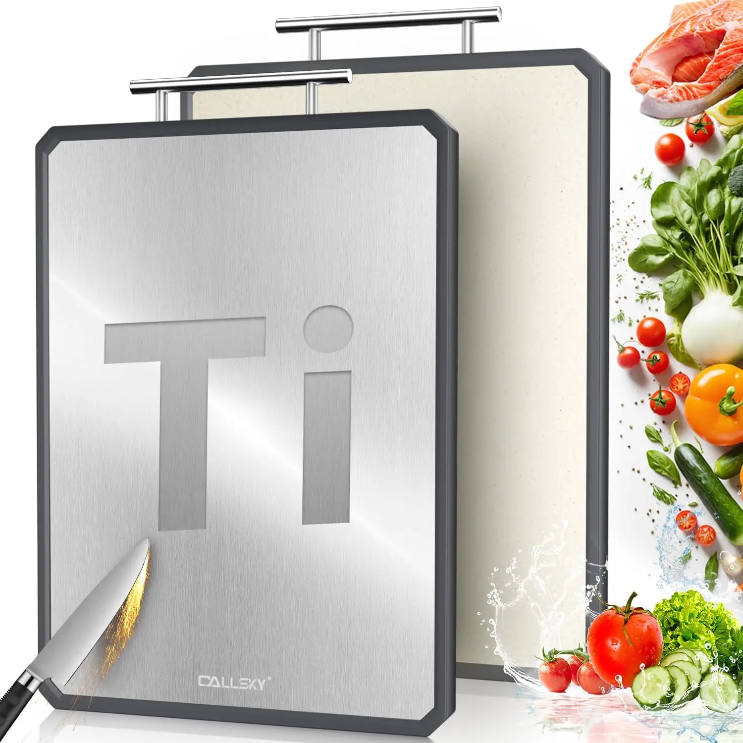 Titanium Cutting Boards for Kitchen, 2 in 1 Metal Cutting Board for Chopping Meat/Vegetables, Double Sided Pure Titanium&Wheat
Titanium Cutting Boards for Kitchen, 2 in 1 Metal Cutting Board for Chopping Meat/Vegetables, Double Sided Pure Titanium&Wheat