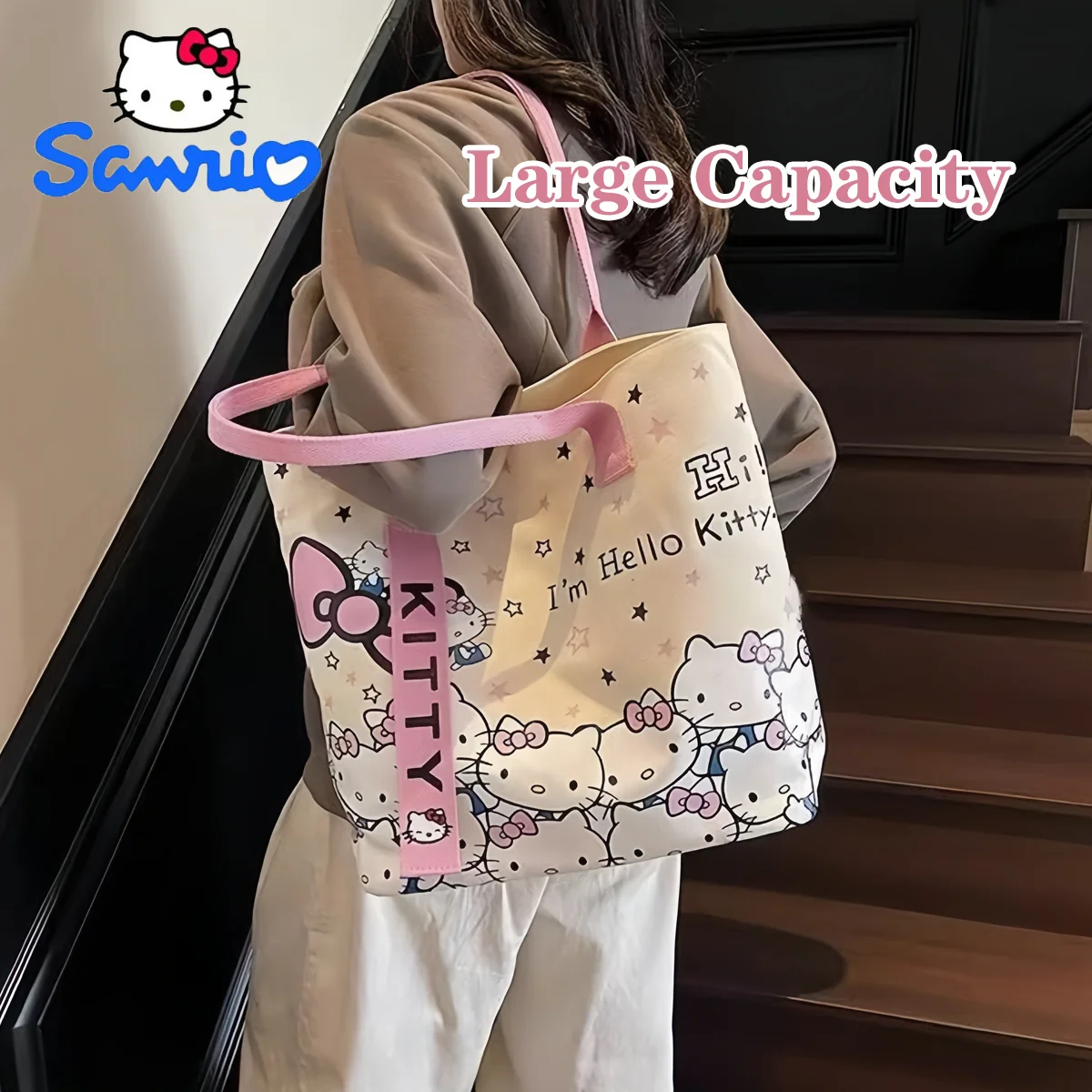 Sanrio Hello Kitty Large Capacity Canvas Tote Bag Kt Cat Shoulder Handbag Y2K Aesthetic School Bag for Girls Gifts
Sanrio Hello Kitty Large Capacity Canvas Tote Bag Kt Cat Shoulder Handbag Y2K Aesthetic School Bag for Girls Gifts