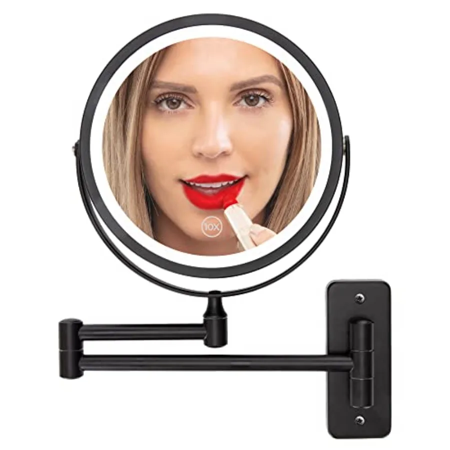 Wall Mounted Lighted Makeup Mirror - Swing Arm Vanity Mirror with Lights and 10X Magnification for Bathroom - Includes Recharge
Wall Mounted Lighted Makeup Mirror - Swing Arm Vanity Mirror with Lights and 10X Magnification for Bathroom - Includes Recharge