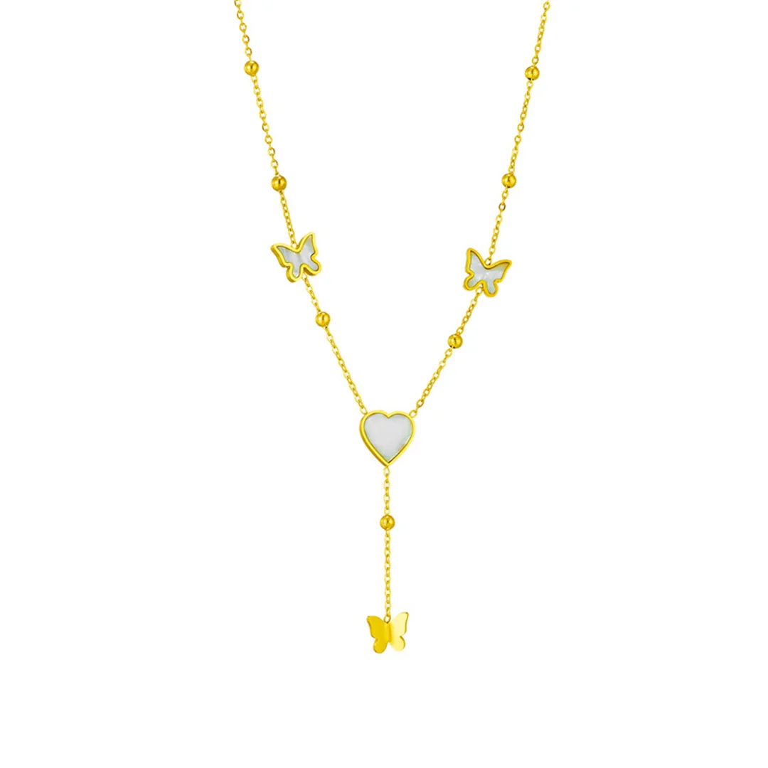 Trendy Love Heart Butterfly Charm Pendant Female Gold Color Stainless Steel Chain Link Necklaces for Woman Fashion Jewelry Gift
Trendy Love Heart Butterfly Charm Pendant Female Gold Color Stainless Steel Chain Link Necklaces for Woman Fashion Jewelry Gift