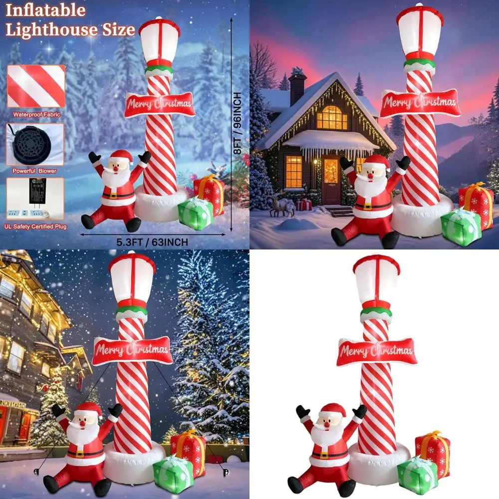 8,1-футовый надувной маяк Санта-Клауса и подарочной коробки со светодиодной подсветкой для наружного рождественского декора
8,1-футовый надувной маяк Санта-Клауса и подарочной коробки со светодиодной подсветкой для наружного рождественского декора