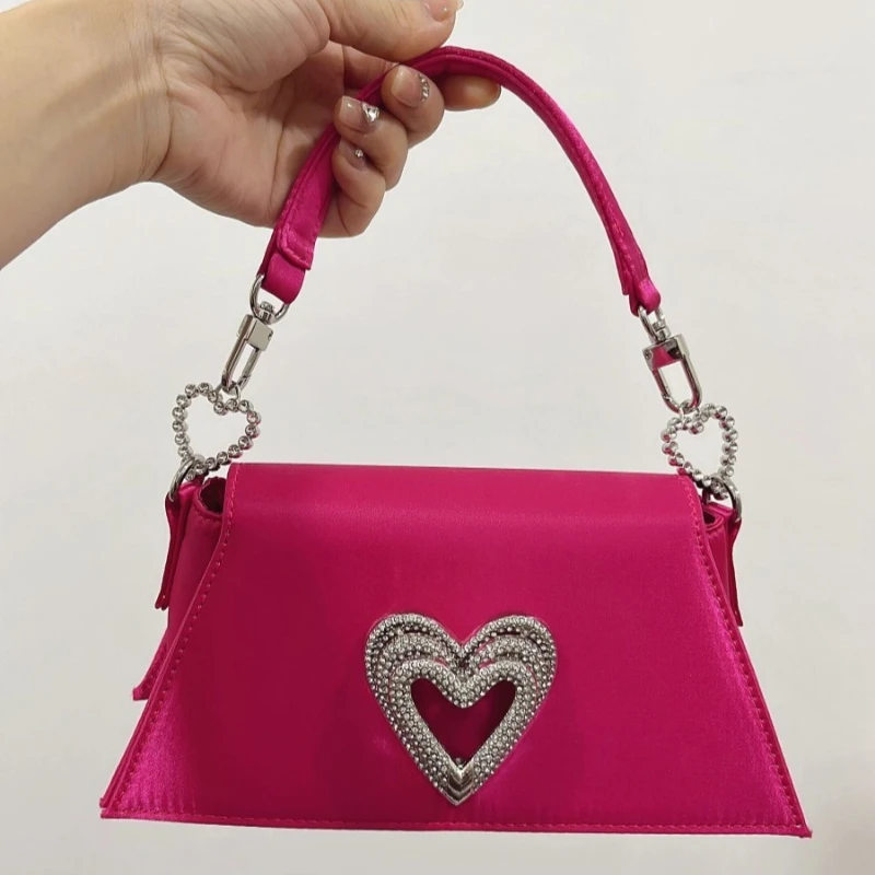 French Fairy Diamond Heart Shape Handbag Retro Rose Pink Satin Evening Bags Prom Party Sweet Wedding Guest Purses for Women
French Fairy Diamond Heart Shape Handbag Retro Rose Pink Satin Evening Bags Prom Party Sweet Wedding Guest Purses for Women