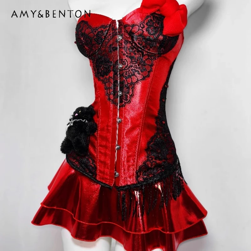 Original Black Lace Fishbone Hottie Tight Women's Tube Top 2025 Summer Red Cake Mini Skirt Sexy Sweet Cool Skirts Suit Ladies
Original Black Lace Fishbone Hottie Tight Women's Tube Top 2025 Summer Red Cake Mini Skirt Sexy Sweet Cool Skirts Suit Ladies