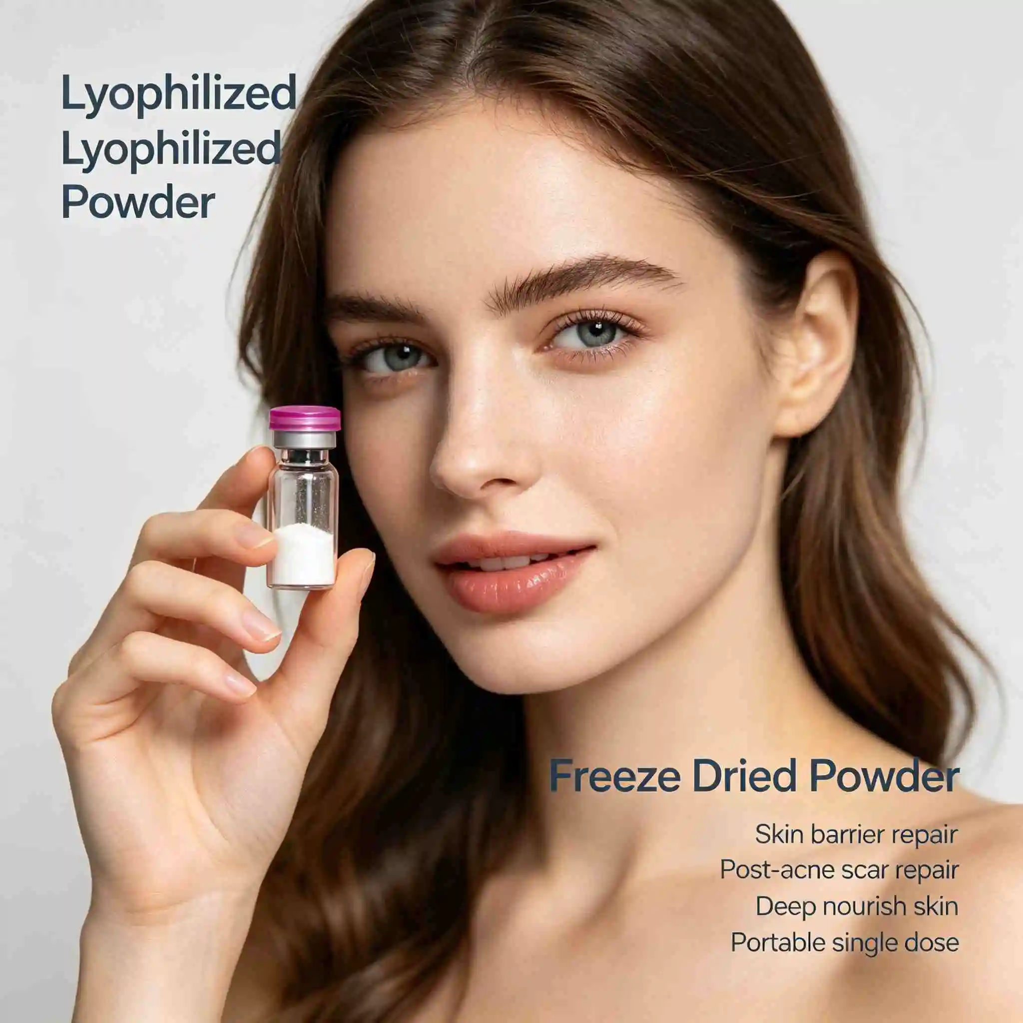 (Bottle cap color random)Lyophilized Powder,Freeze Dried Powder,Post-acne scar repair,Anti-Aging Freeze Dried Powder
(Bottle cap color random)Lyophilized Powder,Freeze Dried Powder,Post-acne scar repair,Anti-Aging Freeze Dried Powder